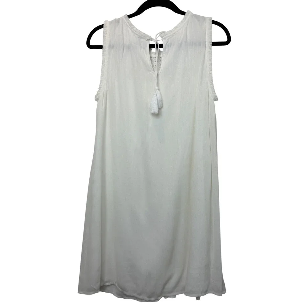 Tommy Bahama Crinkle Rayon‎ Sleeveless Dress White Eyelet TSW91432C Small NEW